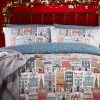Furn. Multicolour Festive Town Christmas Reversible Duvet Cover And Pillowcase Set -Furn Online T20499s