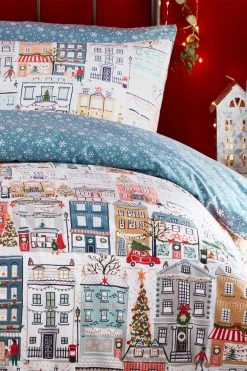 Alternative view of Furn. Multicolour Festive Town Christmas Reversible Duvet Cover And Pillowcase Set