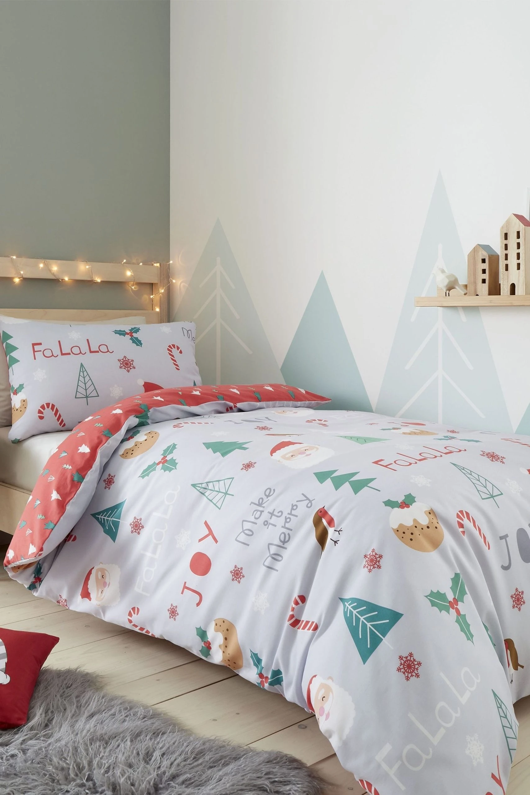 Catherine Lansfield Fa La La Christmas Duvet Cover And Pillowcase Set 3 Catherine Lansfield Fa La La Christmas Duvet Cover And Pillowcase Set