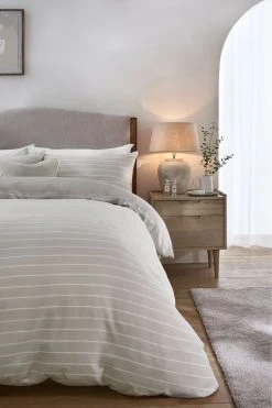 Next Brushed Textured Stripe Duvet Cover And Pillowcase Set