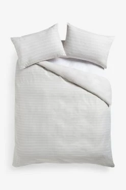 Next Brushed Textured Stripe Duvet Cover And Pillowcase Set -Furn Online U19619s3