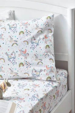 Next Unicorn Brushed Cotton Fitted Sheet And Pillowcase Set