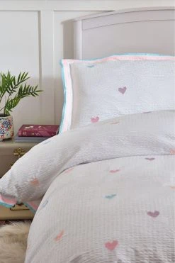 Next White With Pastel Embroidered Hearts Duvet Cover And Pillowcase -Furn Online U87 816s4