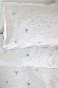 Next White With Pastel Embroidered Hearts Duvet Cover And Pillowcase -Furn Online U87 816s5