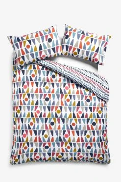 Next Cotton Rich Reversible Bright Geometric Duvet Cover And Pillowcase Set -Furn Online U96 422s4